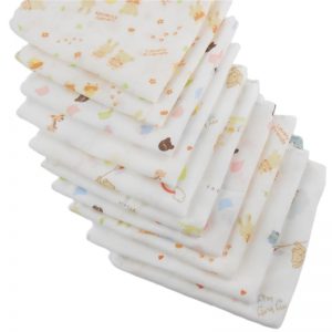 5pcs 100% Cotton Gauze Newborn Baby Infant Cartoon Face Hand Bathing Towel Bibs 31*31cm Feeding Square Towels Handkerchief