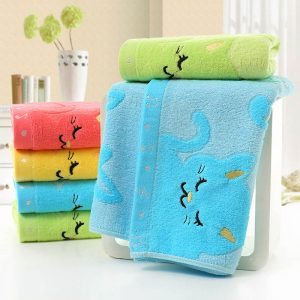 Antibacterial Non-twisted Bath Towel Music Cat Pattern Bathroom Accessories 1Pcs Bamboo Fiber Wash Towels 25*50CM