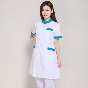 New Summer Short Sleeve Female White Lab Coat Medical Clothes Doctors Uniforms Hospital Cloth Beauty Salon Pharmacy Workwear